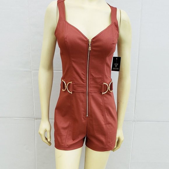 New GUESS Women's Front Zip Romper sz 4 - Picture 2 of 8